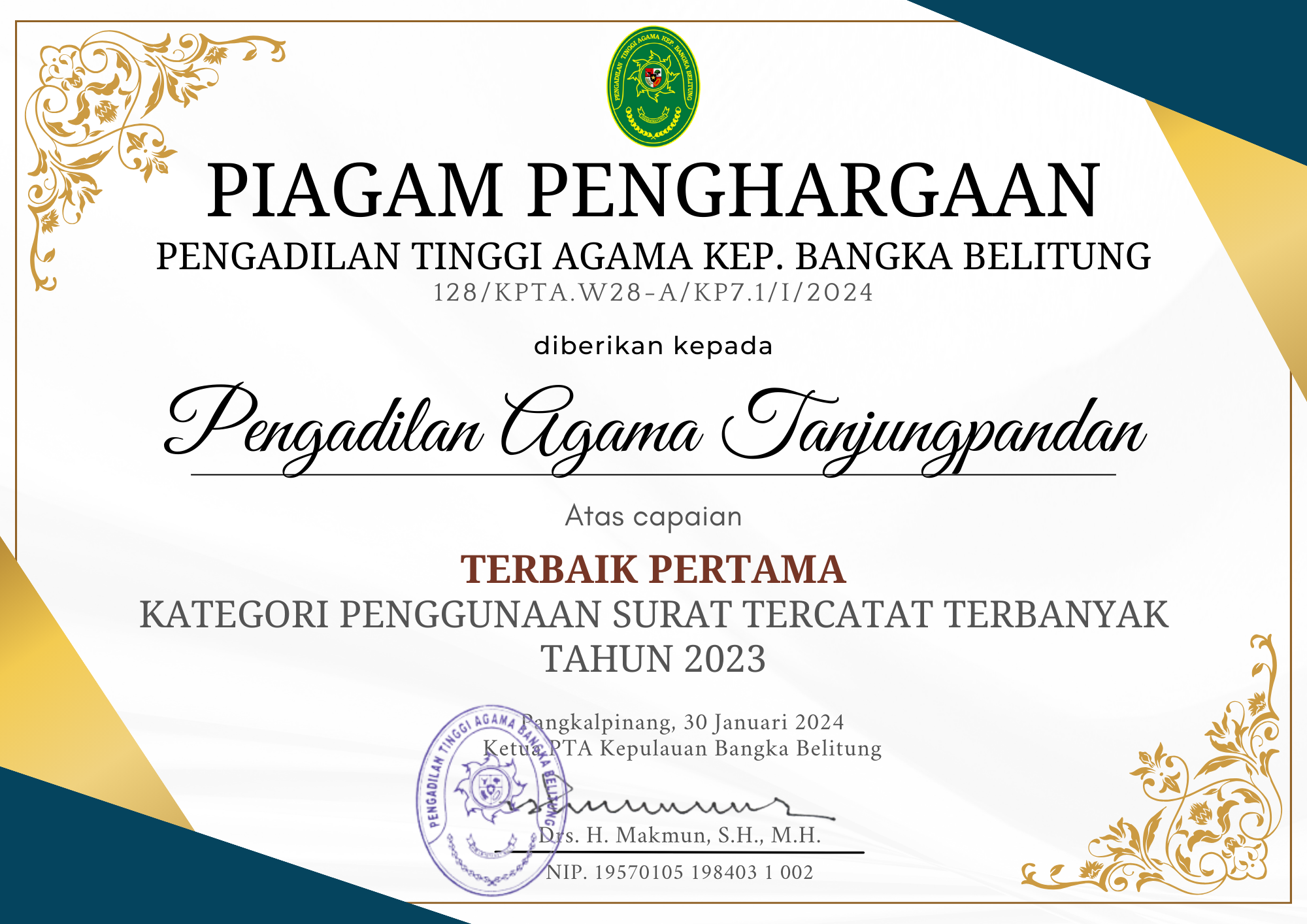 Penggunaan Surat Tercatat Terbanyak 1